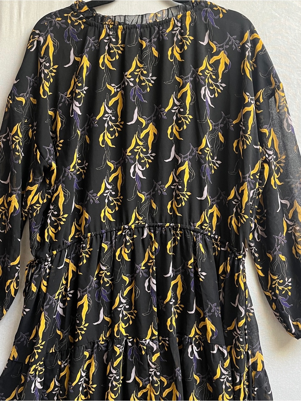 Le Fou Wilfred Aritzia Floral Chiffon Tiered Dress Black Size XL - Picture 11 of 12